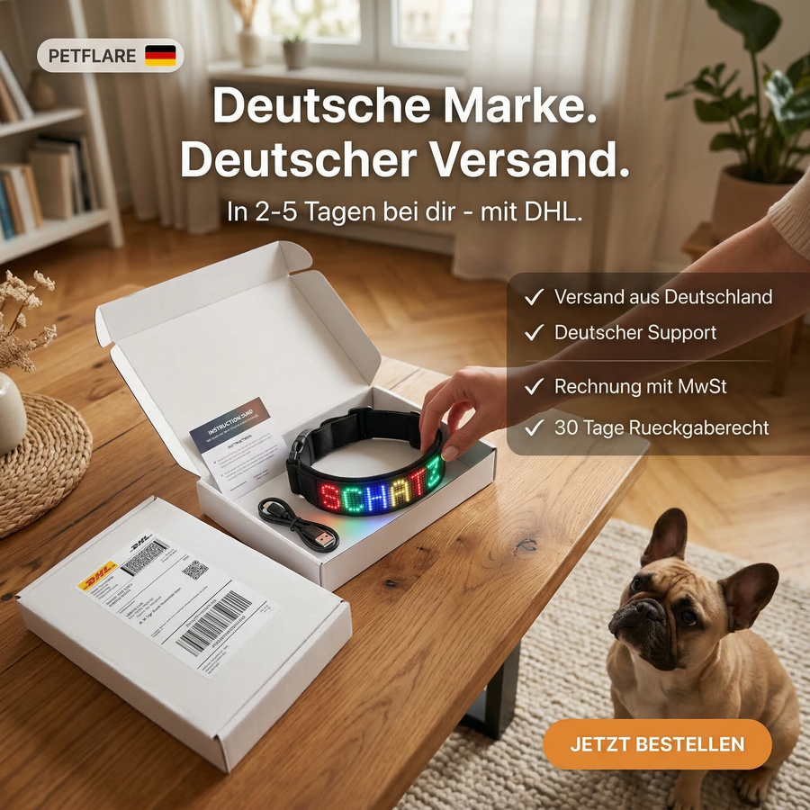 PetFlare ist deutsch. Versand, Support, alles.