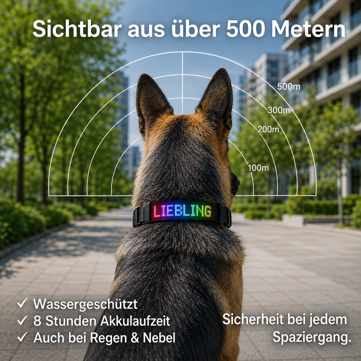PetFlare LED-Halsband für Hunde – mit Namen & App-Steuerung