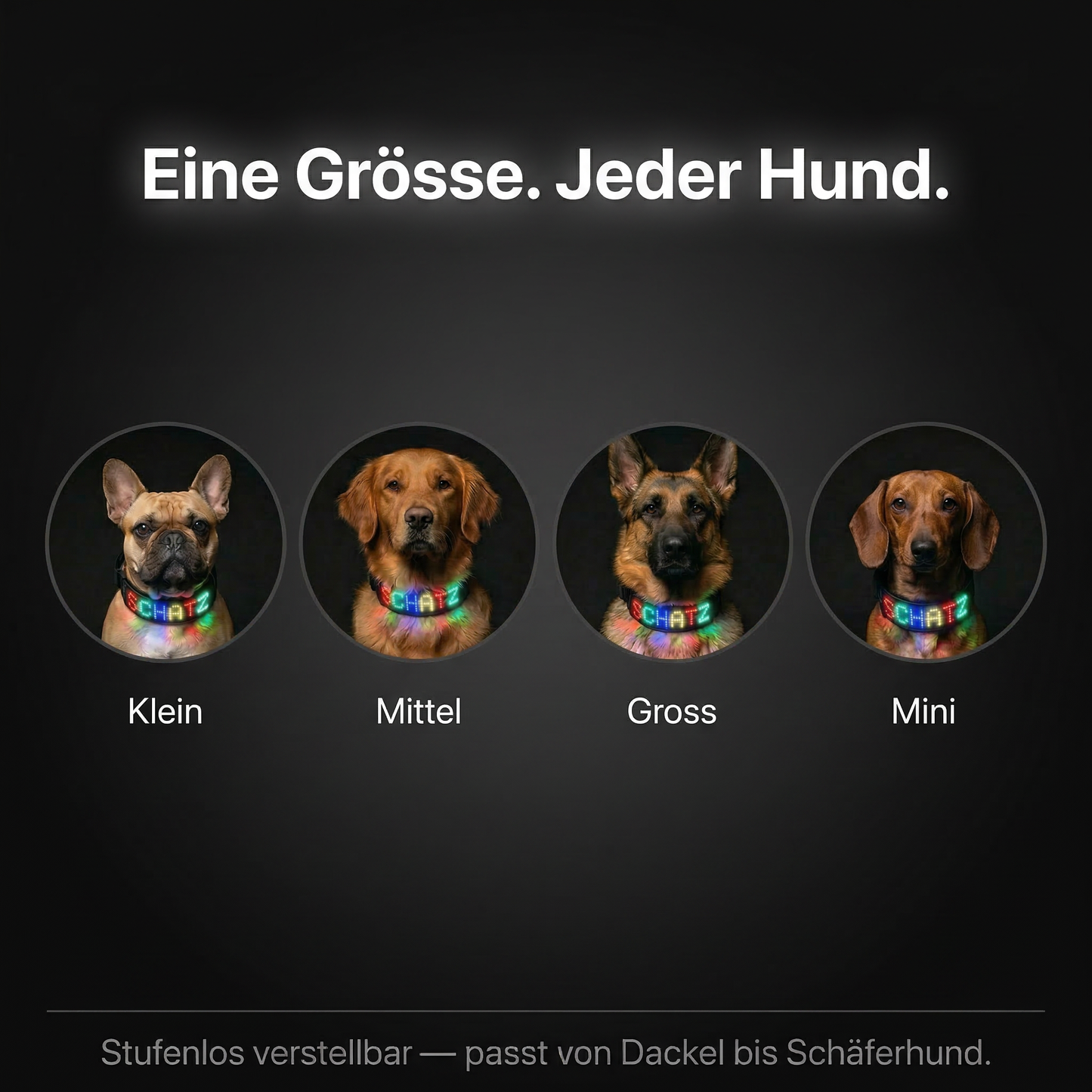 PetFlare LED-Halsband für Hunde – mit Namen & App-Steuerung